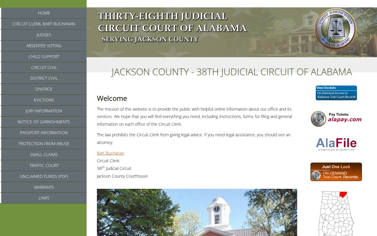 Jackson County Alabama Circuit Clerk official court website