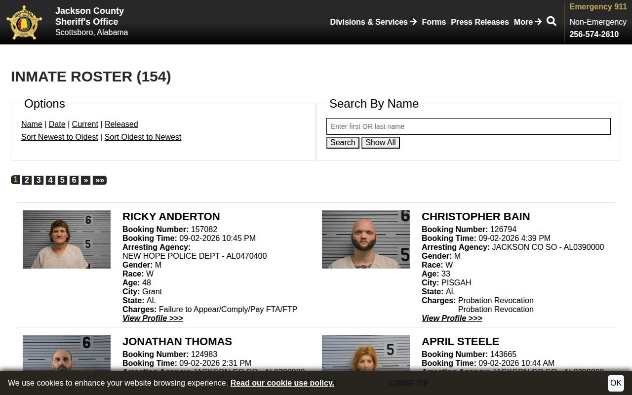 JCSO current roster used alongside the separate 48 Hour Release view