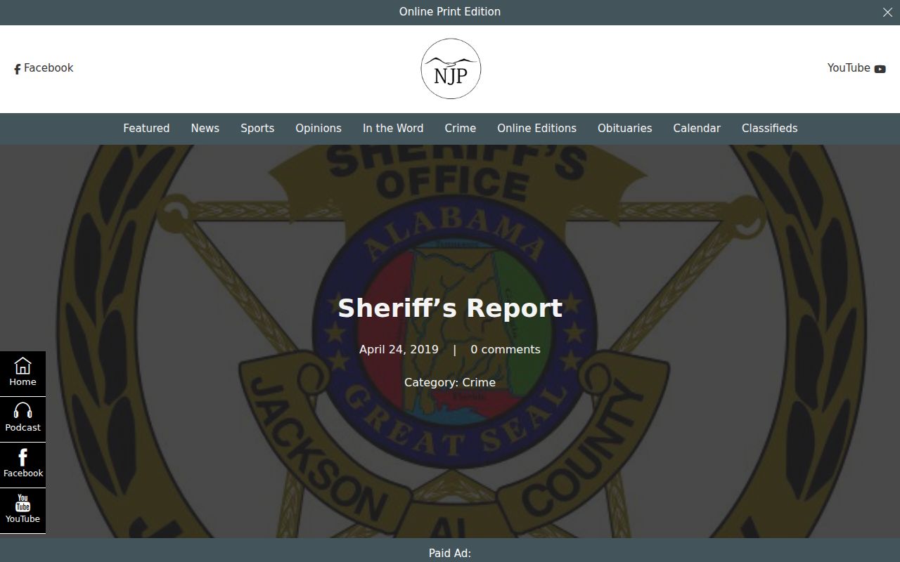 North Jackson Press weekly Jackson County sheriff report